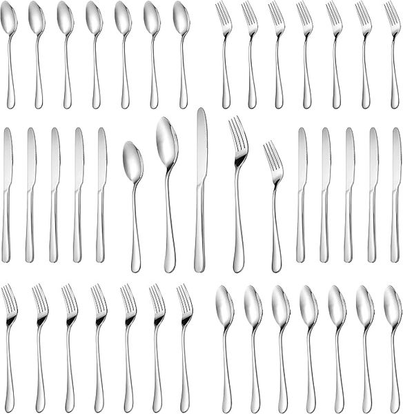Mirror-polished stainless flatware style. The set is 30 pieces, 6 each of 5 types (photo is not a count)