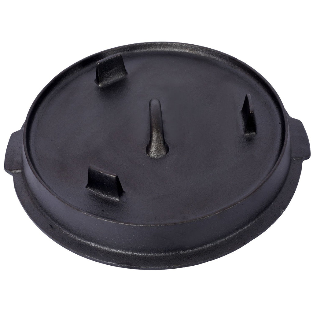 Cast iron skillet lid flipped over to use as a shallow pan