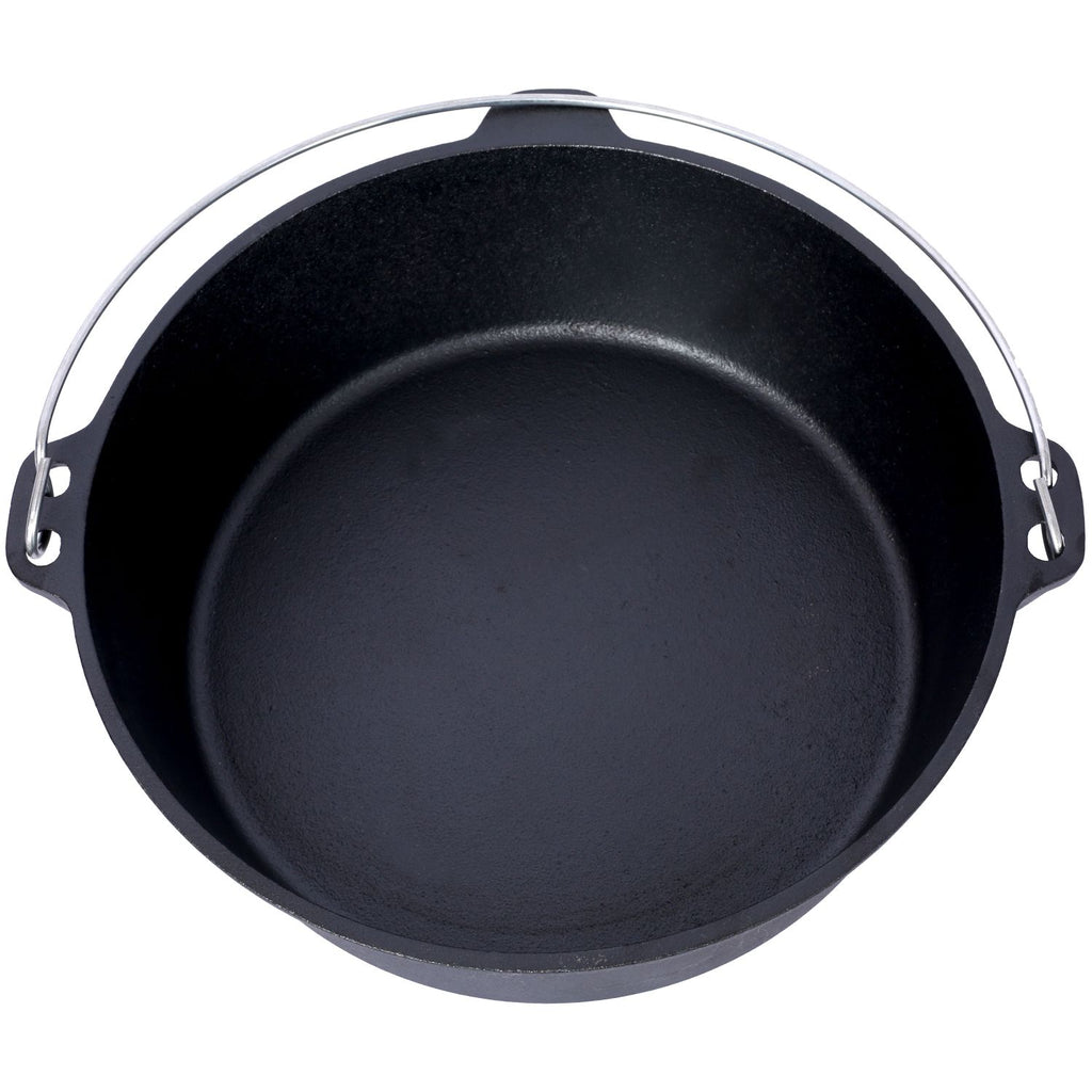 Top-down view inside the 8-quart cast iron Dutch oven