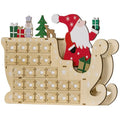 Natural wood Santa-sleigh advent calendar with 24 small refillable drawers